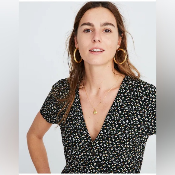 Madewell Black Floral Mini Dress - Picture 3 of 5